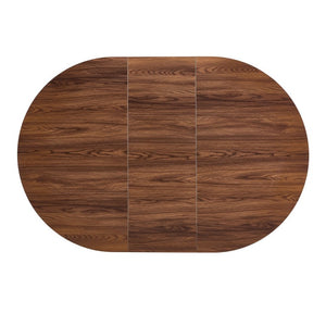 English Elm 6 Piece PU Leather Curved Chair Set with Oval Walnut Grain Table for Family Dining W3875S00207