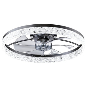 English Elm 23.6 Inch Flush Mount Ceiling Fan with LED Light Matte Black Smart App Remote Control W3886P506737