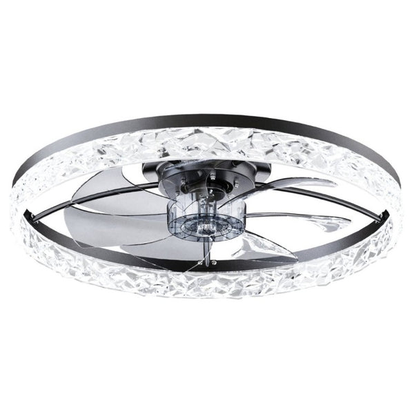 English Elm 23.6 Inch Flush Mount Ceiling Fan with LED Light Matte Black Smart App Remote Control W3886P506737