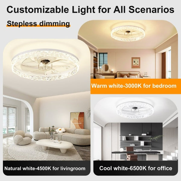 English Elm 23.6 Inch Compact Ceiling Fan with Dimmable LED Light App Control for Small Rooms W3886P506739