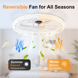 English Elm 23.6 Inch Compact Ceiling Fan with Dimmable LED Light App Control for Small Rooms W3886P506739