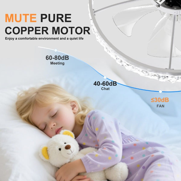 English Elm 23.6 Inch Compact Ceiling Fan with Dimmable LED Light App Control for Small Rooms W3886P506739