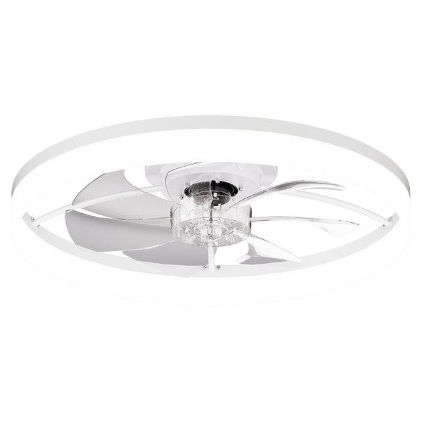 English Elm Ultra-Thin Flush Mount Ceiling Fan Smart App Remote Dimmable LED Light for Bedroom W3886P506750