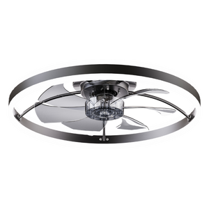 English Elm 23.6 Inch Compact Ceiling Fan with Dimmable LED Light Quiet DC Motor App Remote Black W3886P506761