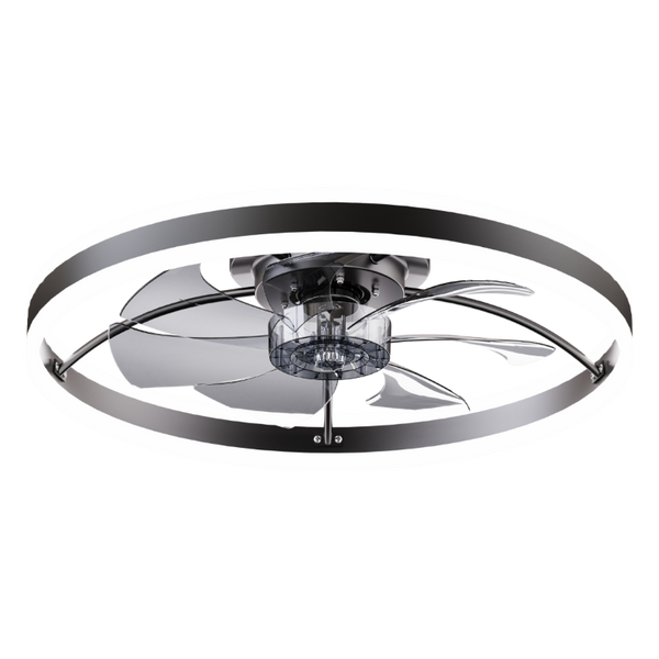 English Elm 23.6 Inch Compact Ceiling Fan with Dimmable LED Light Quiet DC Motor App Remote Black W3886P506761