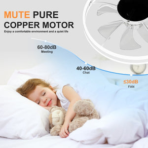 English Elm 23.6 Inch Compact Ceiling Fan with Dimmable LED Light Quiet DC Motor App Remote White W3886P506763