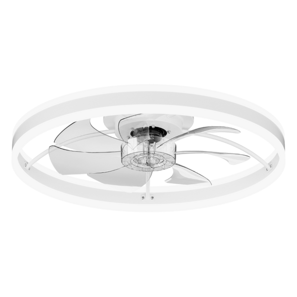 English Elm 23.6 Inch Compact Ceiling Fan with Dimmable LED Light Quiet DC Motor App Remote White W3886P506763