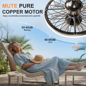 English Elm 19.7 Inch IP65 Flush Mount Outdoor Ceiling Fan with RGB Dimmable LED Patio Light W3886P506777