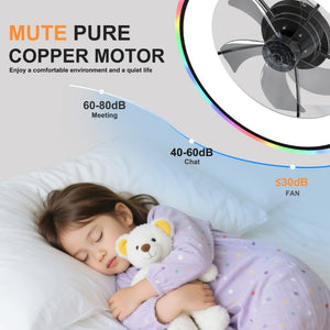 English Elm 23.6 Flush Mount Ceiling Fan RGB Accent LED Dimmable Light App Controlled Bedroom Black W3886P506789