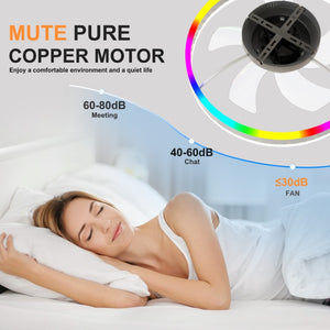 English Elm 19.7 Inch RGB Flush Mount Ceiling Fan Dimmable LED Smart App Control Bedroom W3886P506854
