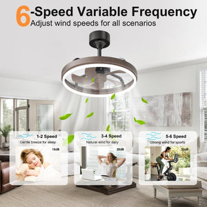 English Elm 20.5 Inch Modern Fandelier with Dimmable LED Panel DC Motor App Control Brown Finish W3886P506856