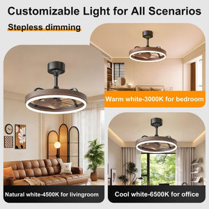 English Elm 20.5 Inch Modern Fandelier with Dimmable LED Panel DC Motor App Control Brown Finish W3886P506856