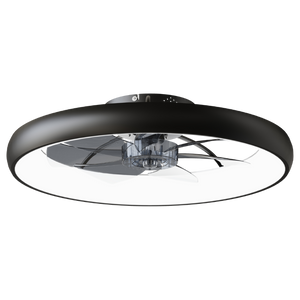 English Elm 24.4 Inch Flush Mount Matte Black Fandelier with Dimmable LED and App Control W3886P506868