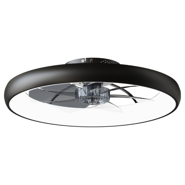 English Elm 24.4 Inch Flush Mount Matte Black Fandelier with Dimmable LED and App Control W3886P506868