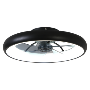 English Elm 21.7 Inch Flush Mount Fandelier Matte Black LED Dimmable Smart Fan for Low Ceilings W3886P506873