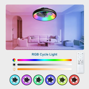 English Elm 19.3 Inch Flush Mount Ceiling Fan RGB LED Light Matte Black Low Profile Bedroom W3886P506877
