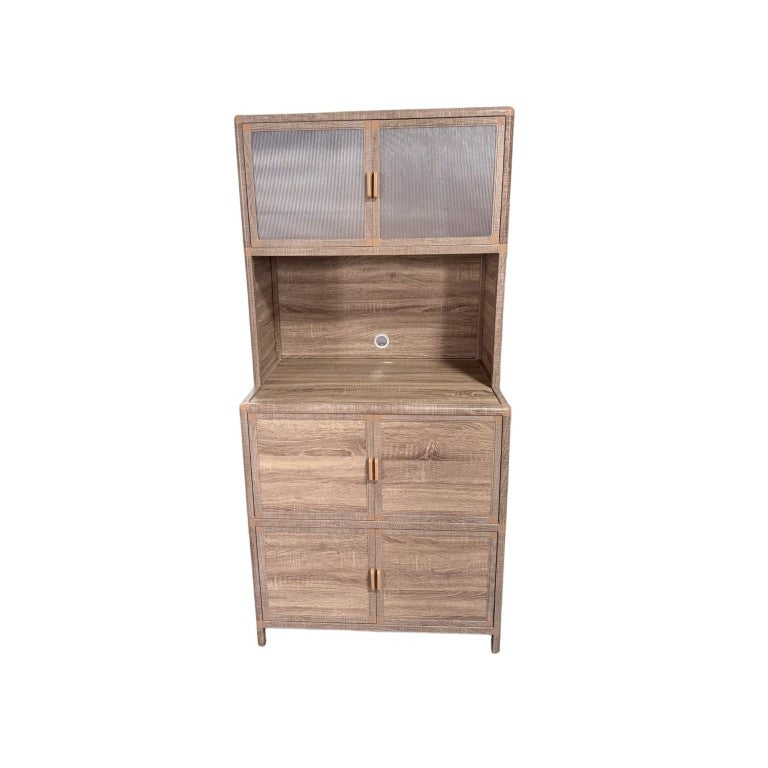 English Elm Tall Freestanding Storage Cabinet with Ribbed Acrylic Doors for Indoor and Outdoor Use W3895P551346