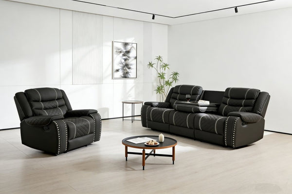 English Elm Auto Microfiber Manual Recliner with Nail Head Trim and Foam Support for Living Rooms W3900S00024