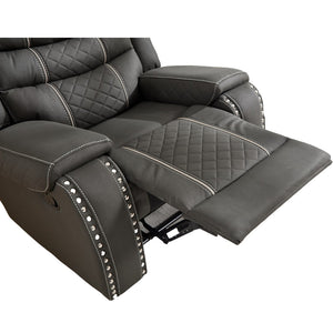English Elm Auto Microfiber Manual Recliner with Nail Head Trim and Foam Support for Living Rooms W3900S00024