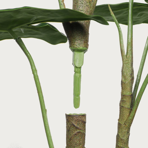 English Elm 30 Inch Faux Alocasia Tropical Leaf Plant Set of Two with Modern White Ceramic Pots W3912P443997