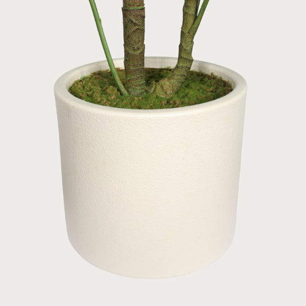 English Elm 30 Inch Faux Alocasia Tropical Leaf Plant Set of Two with Modern White Ceramic Pots W3912P443997