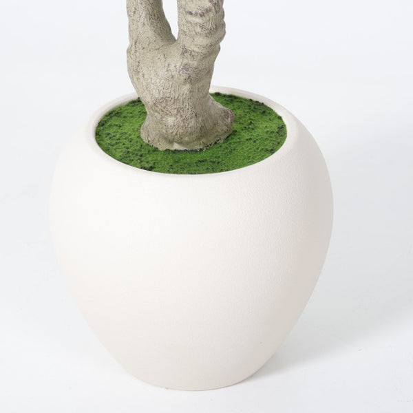 English Elm 8Ft Artificial Olive Tree Sculptural Mediterranean Faux Plant with White Moss Planter W3912P516706