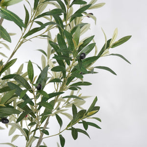 English Elm 8Ft Artificial Olive Tree Sculptural Mediterranean Faux Plant with White Moss Planter W3912P516706