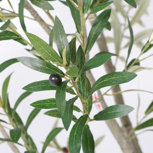 English Elm 8Ft Artificial Olive Tree Sculptural Mediterranean Faux Plant with White Moss Planter W3912P516706