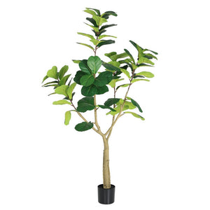 English Elm 6Ft Artificial Fiddle Leaf Fig Faux Tree Potted in Matte Black for Living Rooms W3912P516710