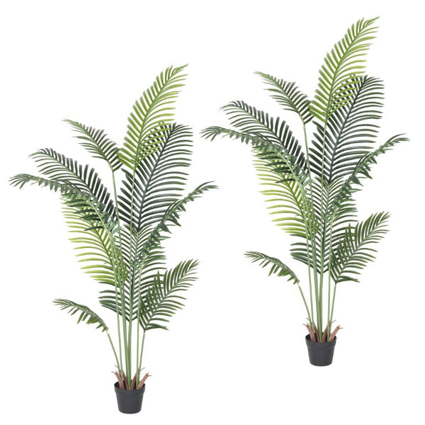 English Elm 5.2Ft Artificial Tropical Palm Tree Set of Two Bendable Fronds Realistic Faux Indoor Decor W3912P573281