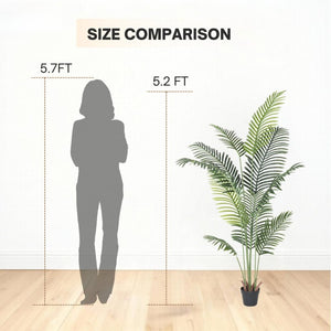 English Elm 5.2Ft Artificial Tropical Palm Tree Set of Two Bendable Fronds Realistic Faux Indoor Decor W3912P573281