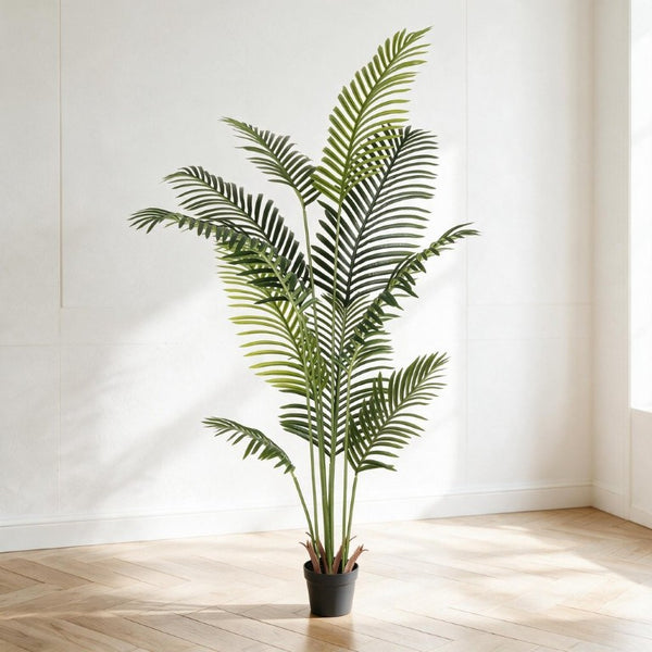 English Elm 5.2Ft Artificial Tropical Palm Tree Set of Two Bendable Fronds Realistic Faux Indoor Decor W3912P573281
