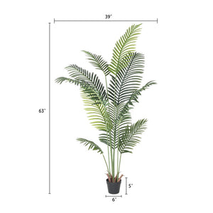 English Elm 5.2Ft Artificial Tropical Palm Tree Set of Two Bendable Fronds Realistic Faux Indoor Decor W3912P573281