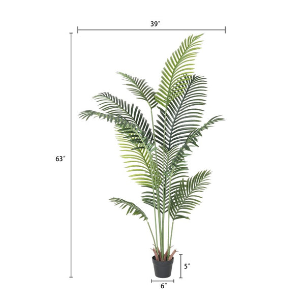 English Elm 5.2Ft Artificial Tropical Palm Tree Set of Two Bendable Fronds Realistic Faux Indoor Decor W3912P573281