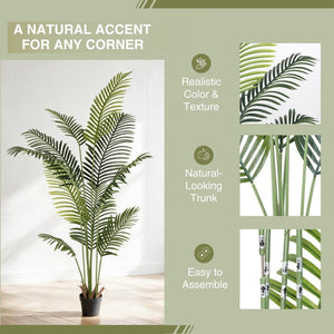 English Elm 5.2Ft Artificial Tropical Palm Tree Set of Two Bendable Fronds Realistic Faux Indoor Decor W3912P573281