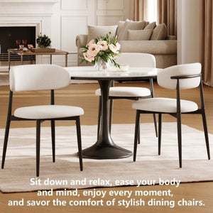 English Elm Dining Chairs Set of 2 Linen Upholstered Metal Frame Ergonomic Modern Kitchen Seating Beige - B W3916P475054
