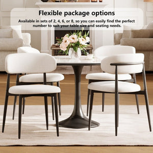 English Elm Dining Chairs Set of 2 Linen Upholstered Metal Frame Ergonomic Modern Kitchen Seating Beige - B W3916P475054