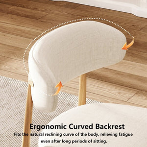 English Elm Dining Chairs Set of 2 Linen Upholstered Metal Frame Ergonomic Modern Kitchen Seating Beige - A W3916P475189