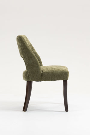 English Elm Dining Chair Set of 2 Tufted Chenille Upholstery Rubberwood Legs Elegant Club Style Green W3916P499988