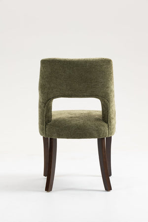 English Elm Dining Chair Set of 2 Tufted Chenille Upholstery Rubberwood Legs Elegant Club Style Green W3916P499988