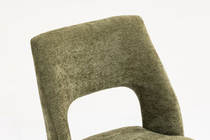 English Elm Dining Chair Set of 2 Tufted Chenille Upholstery Rubberwood Legs Elegant Club Style Green W3916P499988