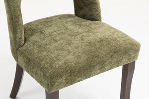 English Elm Dining Chair Set of 2 Tufted Chenille Upholstery Rubberwood Legs Elegant Club Style Green W3916P499988