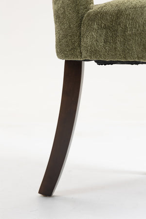 English Elm Dining Chair Set of 2 Tufted Chenille Upholstery Rubberwood Legs Elegant Club Style Green W3916P499988