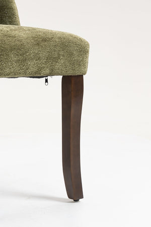 English Elm Dining Chair Set of 2 Tufted Chenille Upholstery Rubberwood Legs Elegant Club Style Green W3916P499988