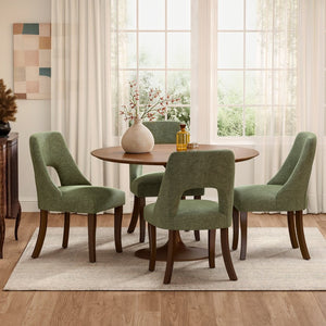 English Elm Dining Chair Set of 2 Tufted Chenille Upholstery Rubberwood Legs Elegant Club Style Green W3916P499988
