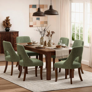 English Elm Dining Chair Set of 2 Tufted Chenille Upholstery Rubberwood Legs Elegant Club Style Green W3916P499988