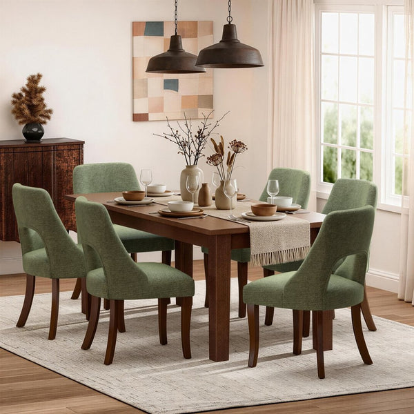 English Elm Dining Chair Set of 2 Tufted Chenille Upholstery Rubberwood Legs Elegant Club Style Green W3916P499988