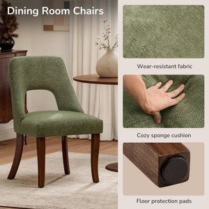 English Elm Dining Chair Set of 2 Tufted Chenille Upholstery Rubberwood Legs Elegant Club Style Green W3916P499988