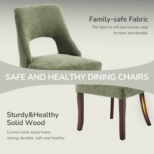English Elm Dining Chair Set of 2 Tufted Chenille Upholstery Rubberwood Legs Elegant Club Style Green W3916P499988