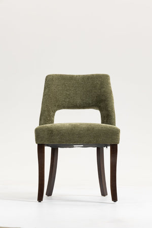 English Elm Dining Chair Set of 2 Tufted Chenille Upholstery Rubberwood Legs Elegant Club Style Green W3916P499988